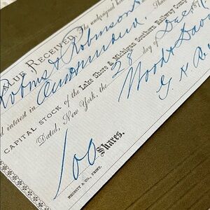 Antique Stock Certificate 1877